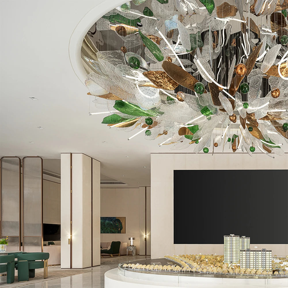 Elisabetta Custom Build Glass Leaves Chandelier