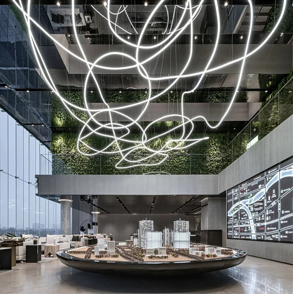 Amelia Custom Build Double Height White Ring LED Pendant