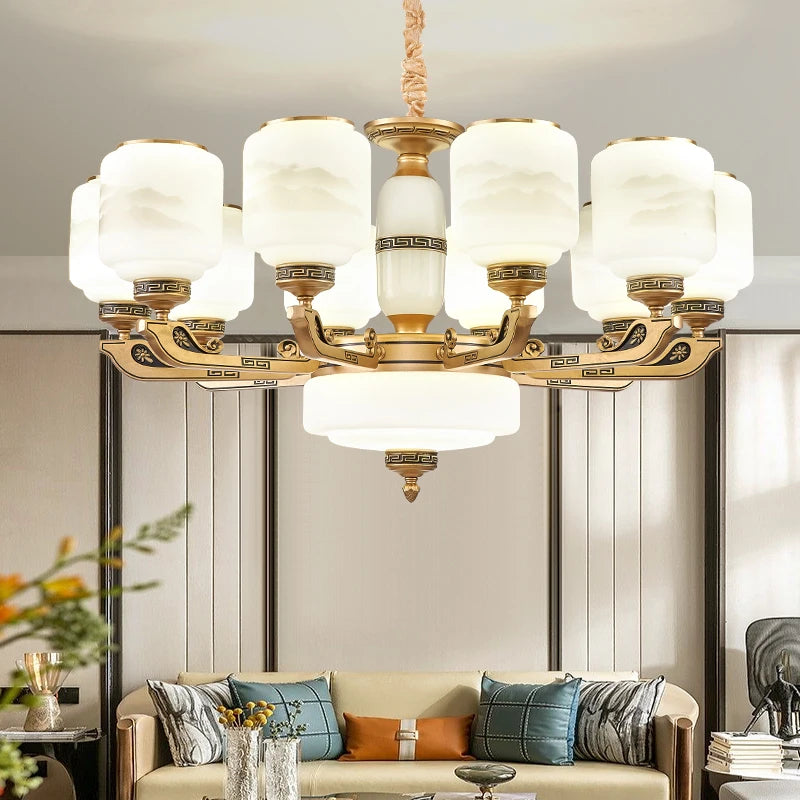 Modern Brushed Glass Chandelier for Living Room and Dining Area