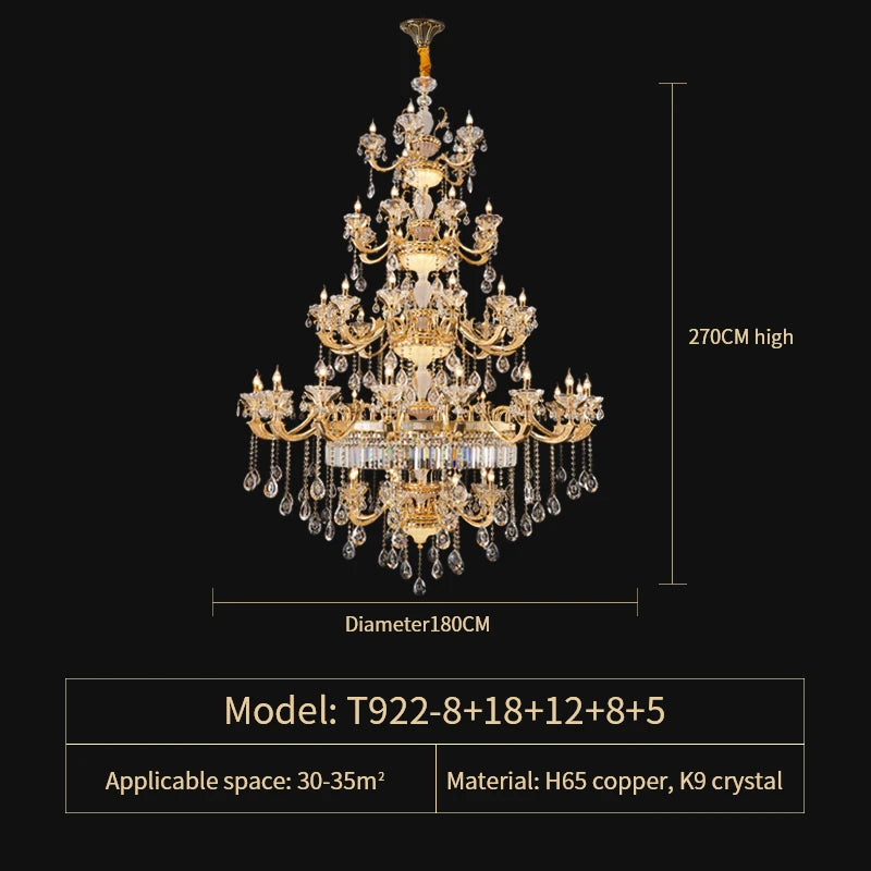 Crystal Candle Chandelier for Living Room and Dining Area