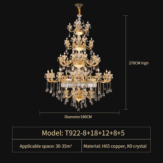 Crystal Candle Chandelier for Living Room and Dining Area