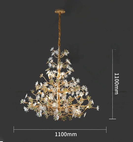 Solid Brass Branch Crystal Chandelier