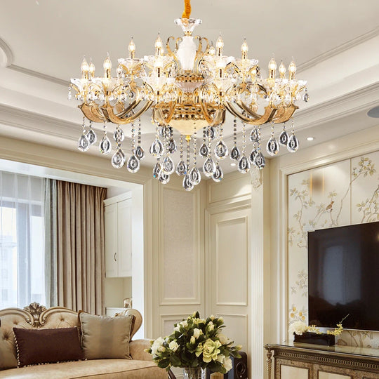 Crystal Candle Chandelier for Living Room and Dining Area