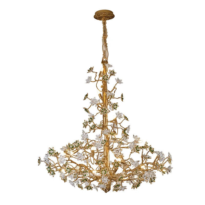 Solid Brass Branch Crystal Chandelier
