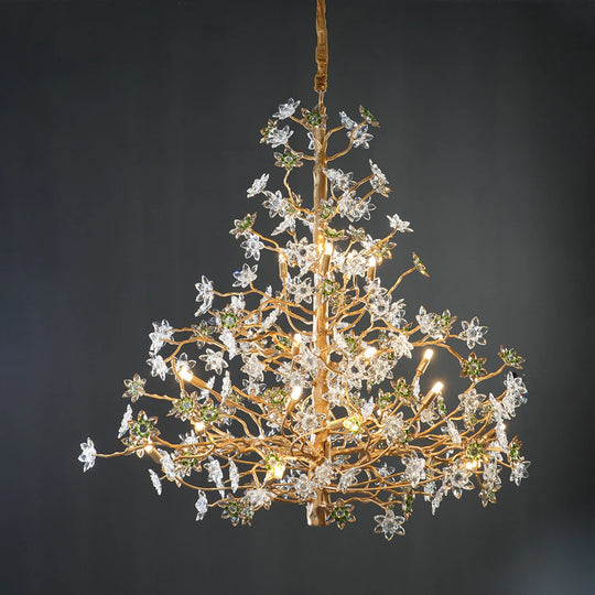 Solid Brass Branch Crystal Chandelier
