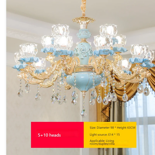 Luxuriöser Kristallleuchter aus Keramik für Schlafzimmer und Treppenhaus einer Villa