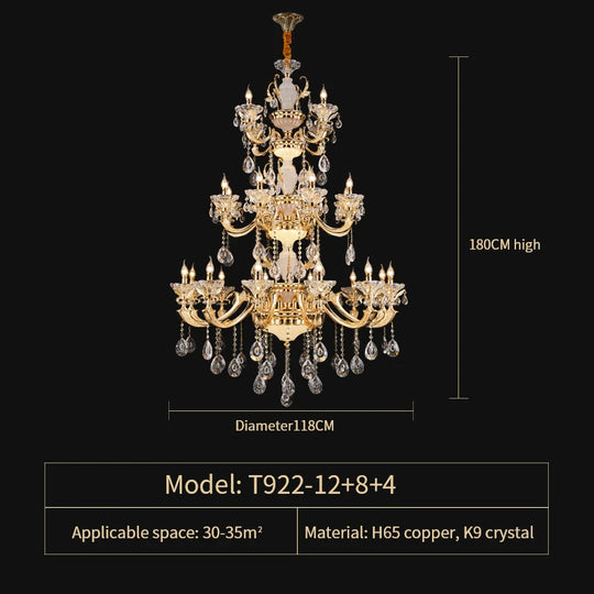 Crystal Candle Chandelier for Living Room and Dining Area