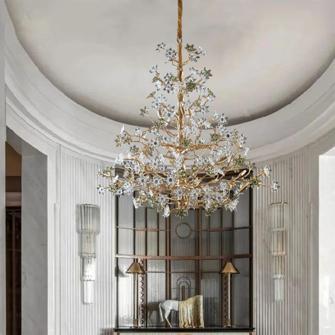 Solid Brass Branch Crystal Chandelier