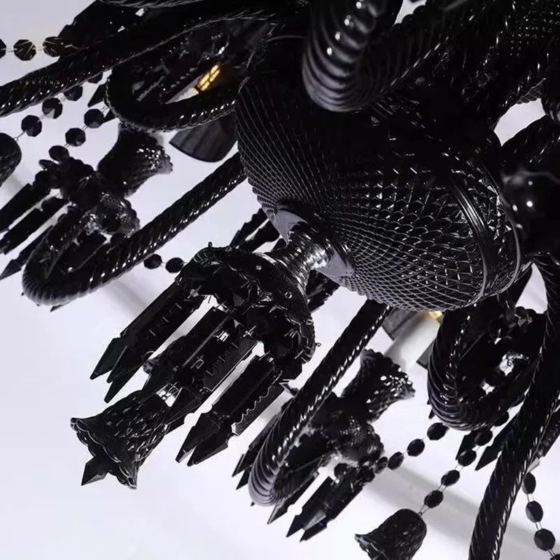 Schwarzer Kristalllüster für Esszimmer- und Schlafzimmerbeleuchtung