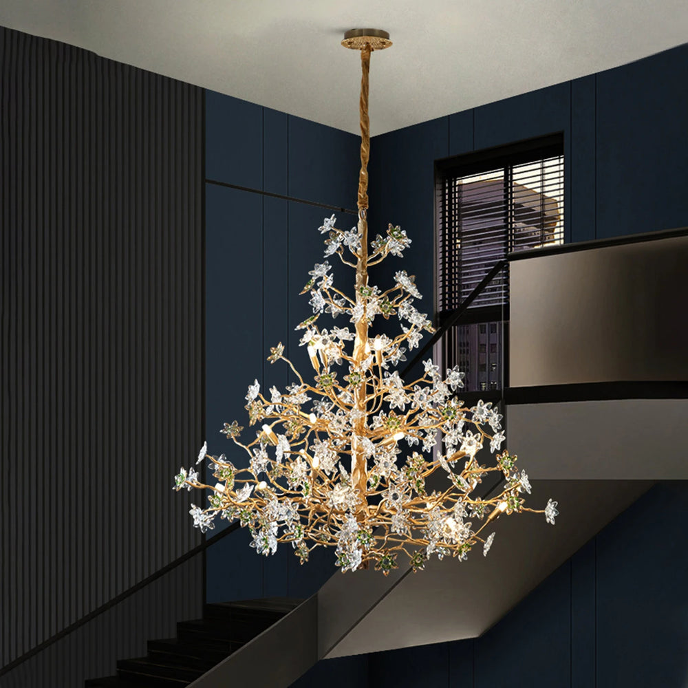 Solid Brass Branch Crystal Chandelier