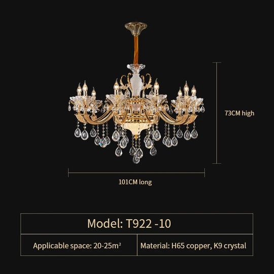 Crystal Candle Chandelier for Living Room and Dining Area