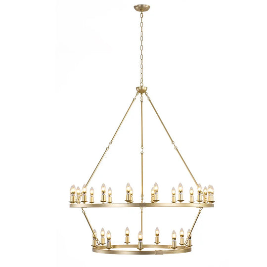 American Wagon Wheel Chandelier – Retro Industrial Candle Pendant Light for Cafe, Restaurant, Bar, and Living Room