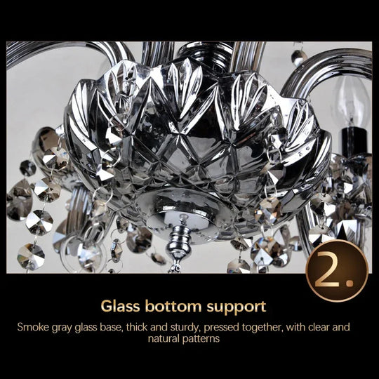 ELARA Europäische Luxus-Kristall-Pendelleuchte, rauchgrau, Wohnzimmer, Restaurant, Schlafzimmer, Villa, Hotel, Western-Restaurant, Kronleuchter