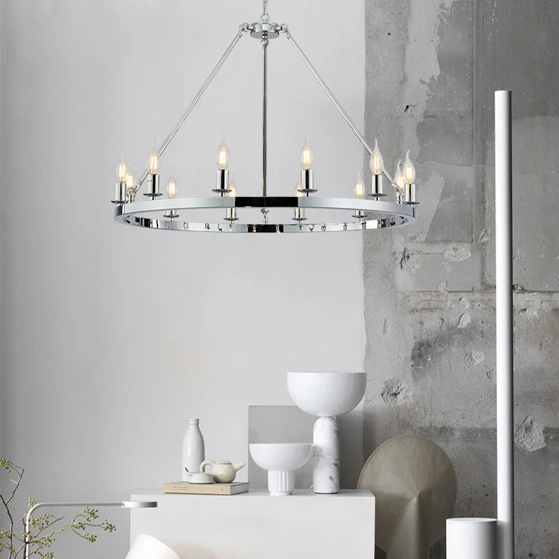 Wagon Wheel Chandelier Pendant Light for Cafés and Restaurants