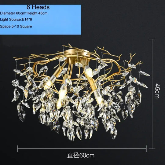 Elegant Long Gold K9 Crystal Chandelier - Ideal for Kitchen, Dining Room, Bedroom, and Living Room Ceiling Lighting, Featuring Branch-Style Chandeliers - DecorGlobe