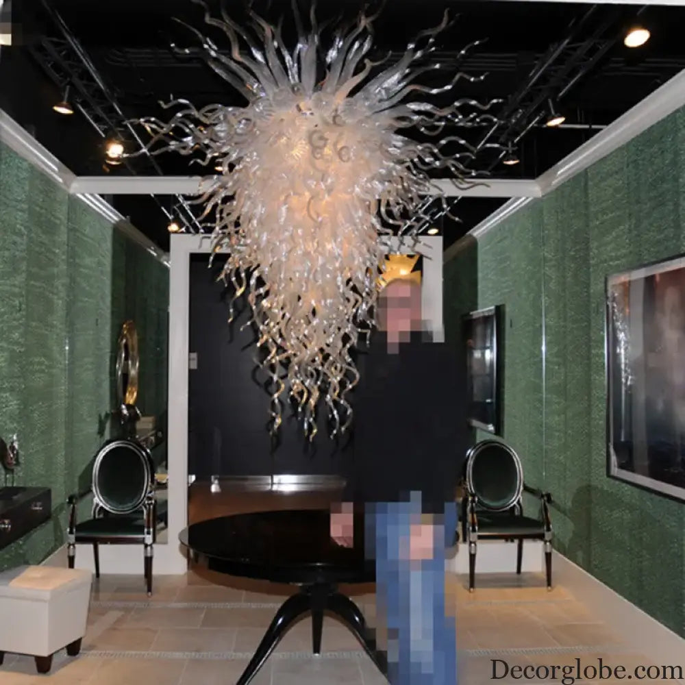 ALVÉRA White Hand-Blown Glass LED Pendant Chandelier Chandelier