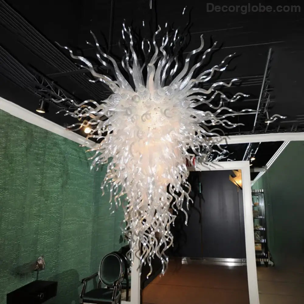 ALVÉRA White Hand-Blown Glass LED Pendant Chandelier Chandelier