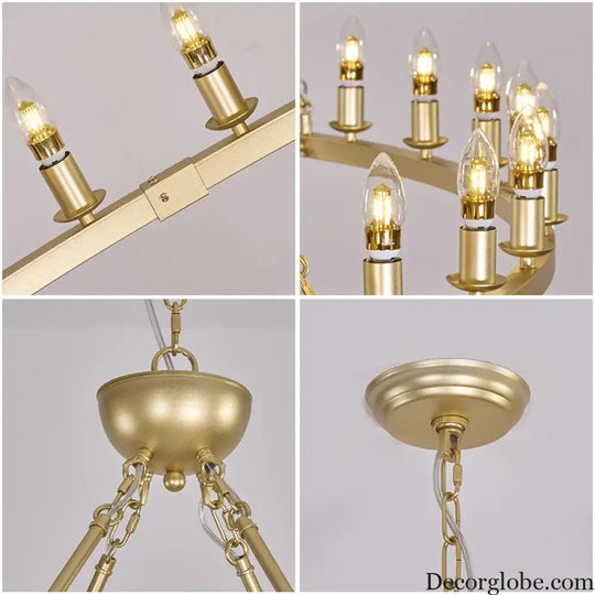 American Wagon Wheel Chandelier – Retro Industrial Candle Pendant Light for Cafe Restaurant Bar and Living Room