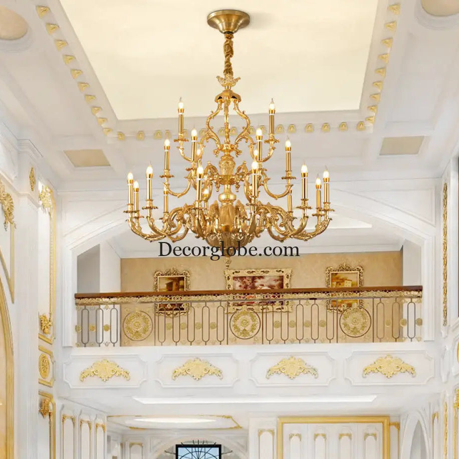 French style chandelier light luxury living room candle chandelier European luxury elegant retro Villa duplex building