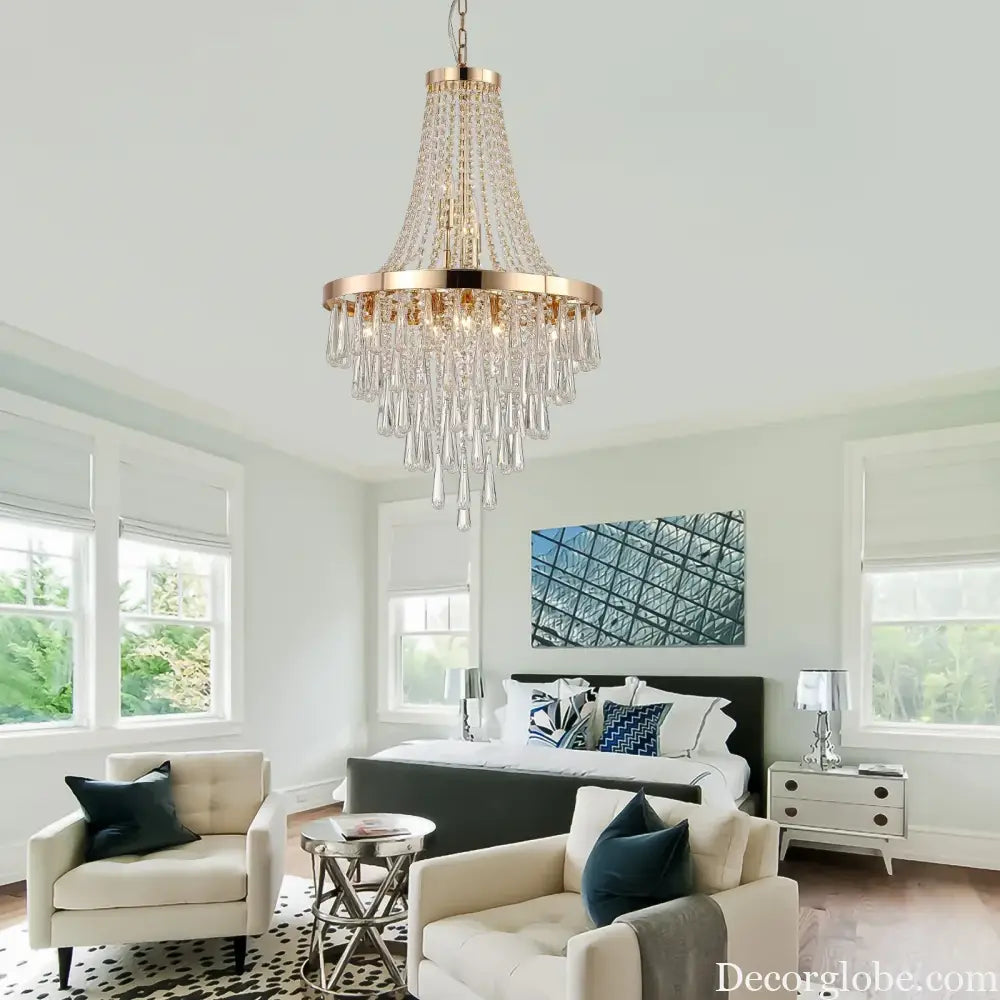 Arabelle 19.7-Inch Gold & Chrome Crystal Chandelier Chandelier