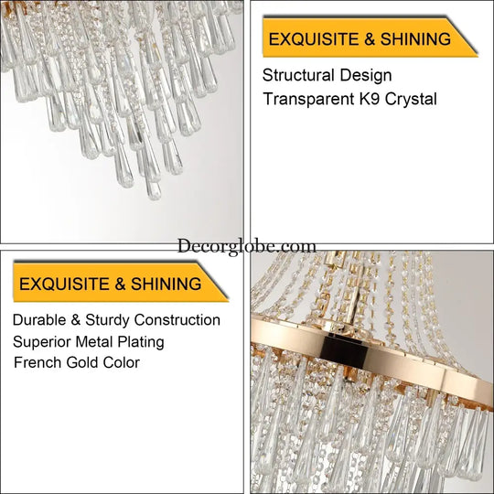 Arabelle 19.7-Inch Gold & Chrome Crystal Chandelier Chandelier