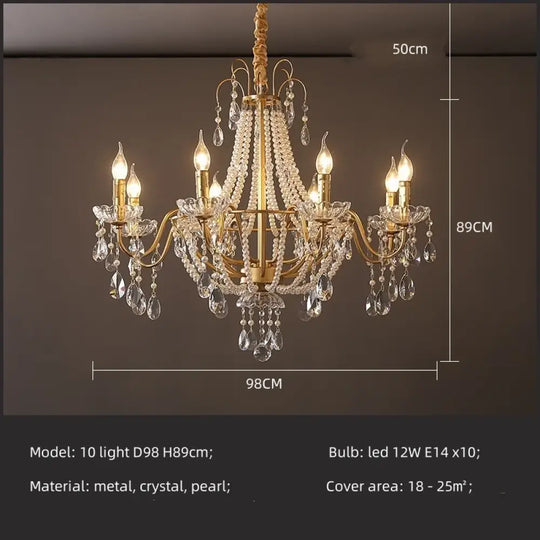 ARDELLE French Crystal Mid-Century Luxury Chandelier 10 light D98cm / white light 6500K Chandelier