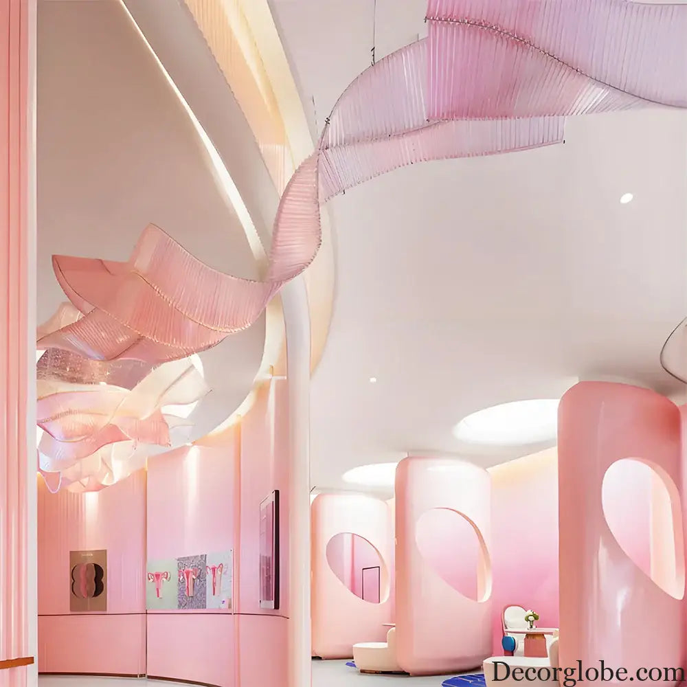 Aria Custom Build Pink Glass Ribbon Chandelier Chandelier