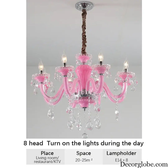 Art Candle Pink Crystal - Pendant Chandelier for Bedroom | Girls’ Room Children’s Room Living Room Restaurant