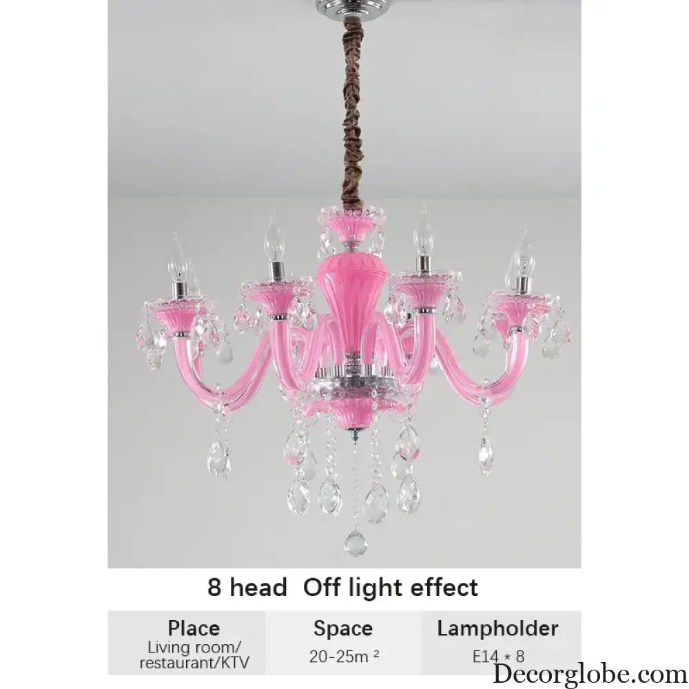 Art Candle Pink Crystal - Pendant Chandelier for Bedroom | Girls’ Room Children’s Room Living Room Restaurant
