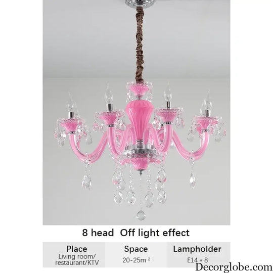 Art Candle Pink Crystal - Pendant Chandelier for Bedroom | Girls’ Room Children’s Room Living Room Restaurant