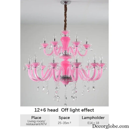 Art Candle Pink Crystal - Pendant Chandelier for Bedroom | Girls’ Room Children’s Room Living Room Restaurant