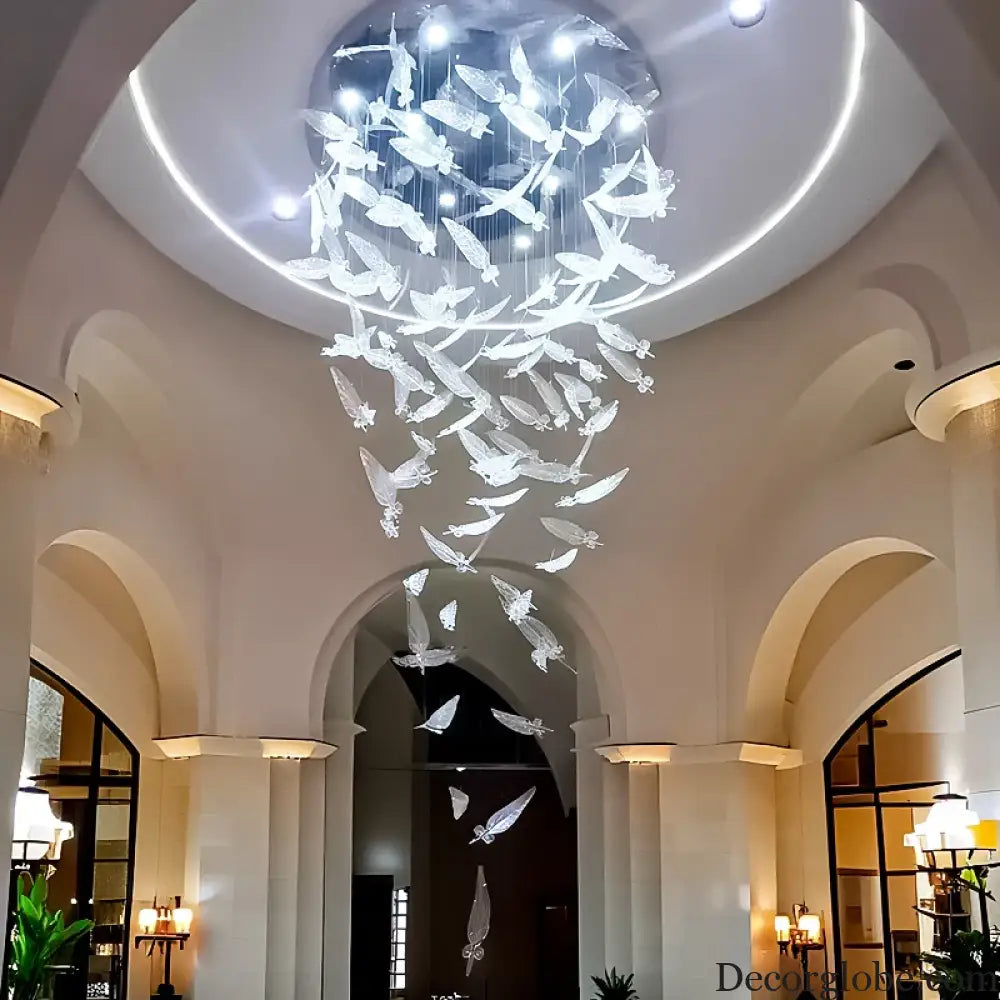 Aurelio Luxury Duplex Hotel Lobby Glass Stone LED Chandelier Chandelier