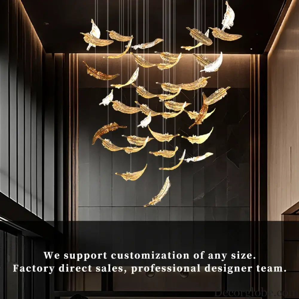 Aurelio Luxury Duplex Hotel Lobby Glass Stone LED Chandelier Chandelier