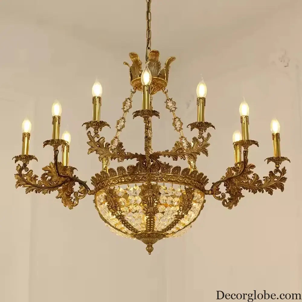 Baroque 9-Candle Copper Crystal Chandelier Chandelier