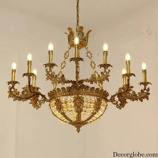 Baroque 9-Candle Copper Crystal Chandelier Chandelier