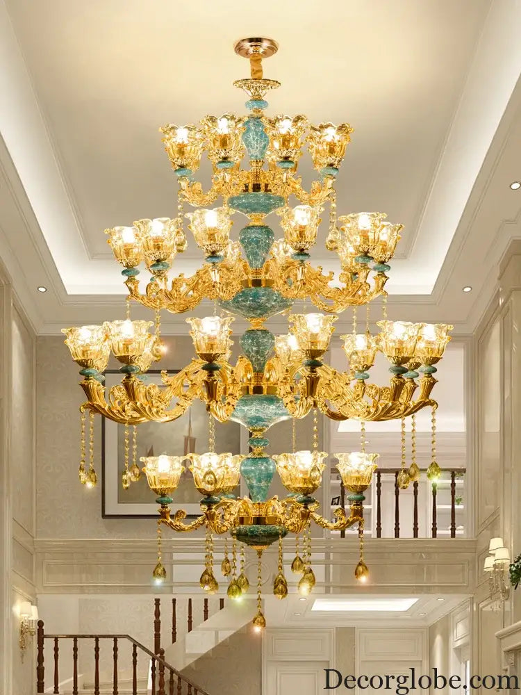 Big Duplex Crystal Chandelier for Villa Living Room and Lobby Chandelier