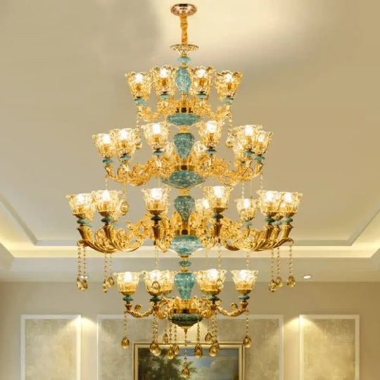 Big Duplex Crystal Chandelier for Villa Living Room and Lobby 36 lights / Neutral light Chandelier