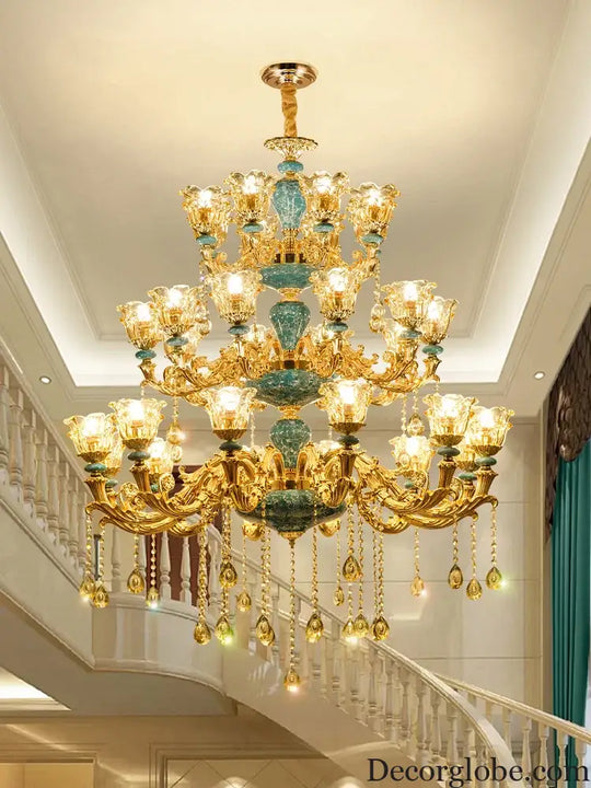 Big Duplex Crystal Chandelier for Villa Living Room and Lobby Chandelier