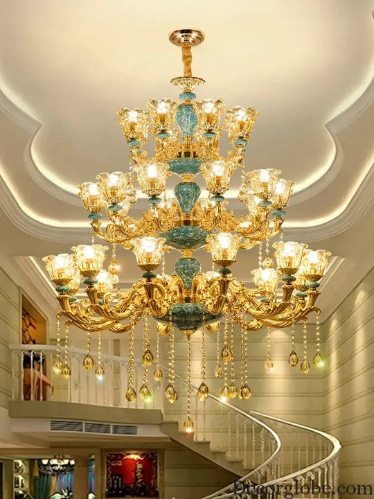 Big Duplex Crystal Chandelier for Villa Living Room and Lobby Chandelier