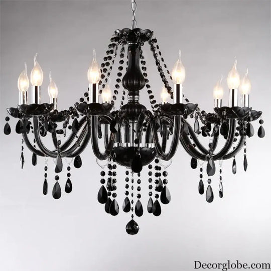Black Candle Crystal Chandelier for Bedroom and Restaurant Lighting Chandelier