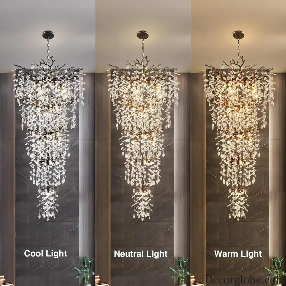 Black Crystal Tree Branch Chandelier for Staircase and Foyer chandelier