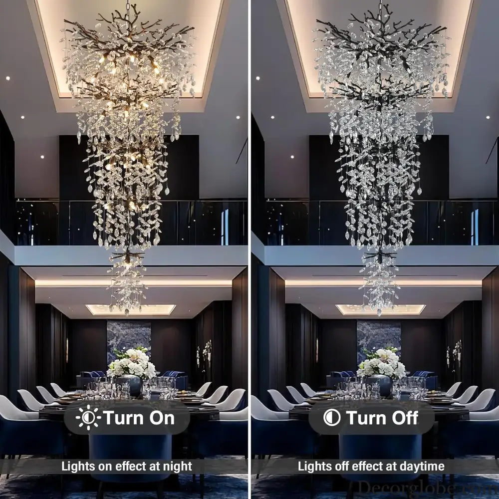 Black Crystal Tree Branch Chandelier for Staircase and Foyer chandelier