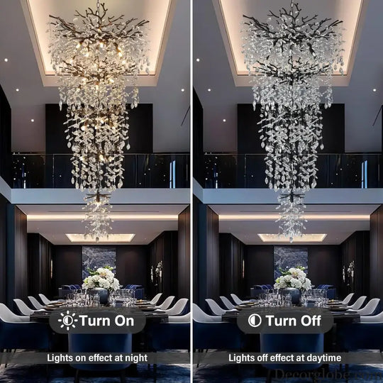 Black Crystal Tree Branch Chandelier for Staircase and Foyer chandelier