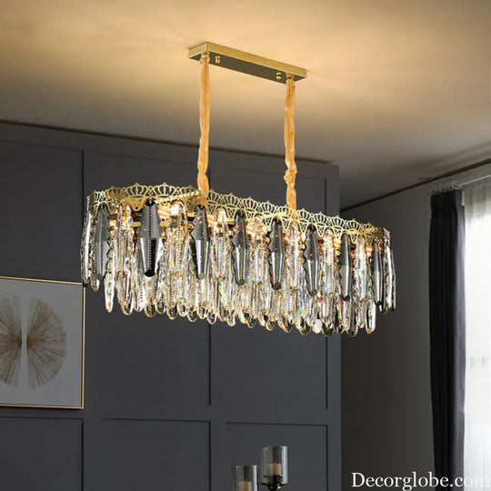 Brynlee Elegance Blooms: Crystal Leaf Pendant Light - DecorGlobe