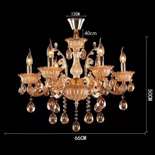 CALYX Crystal Jade European Candle Chandelier 6 lights / Warm light / China Mainland Chandeliers