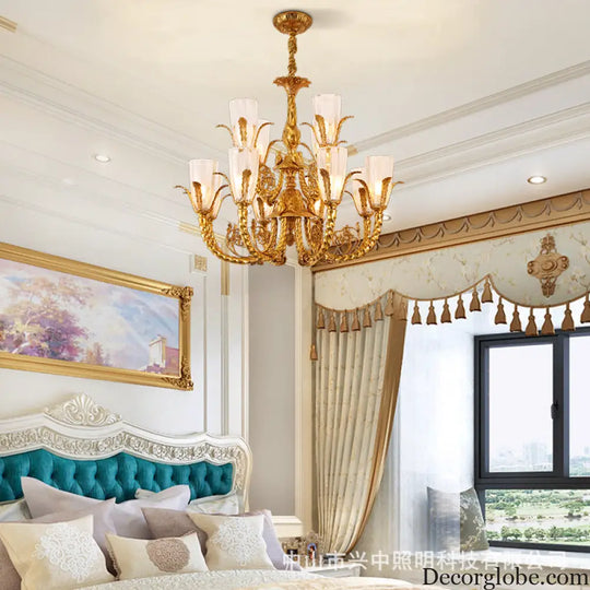 French style copper living room chandelier European style romantic cozy dining room lamp bedroom copper lamp home