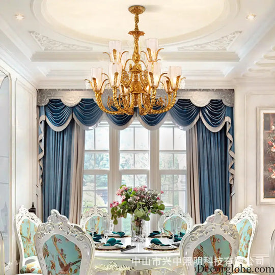 French style copper living room chandelier European style romantic cozy dining room lamp bedroom copper lamp home