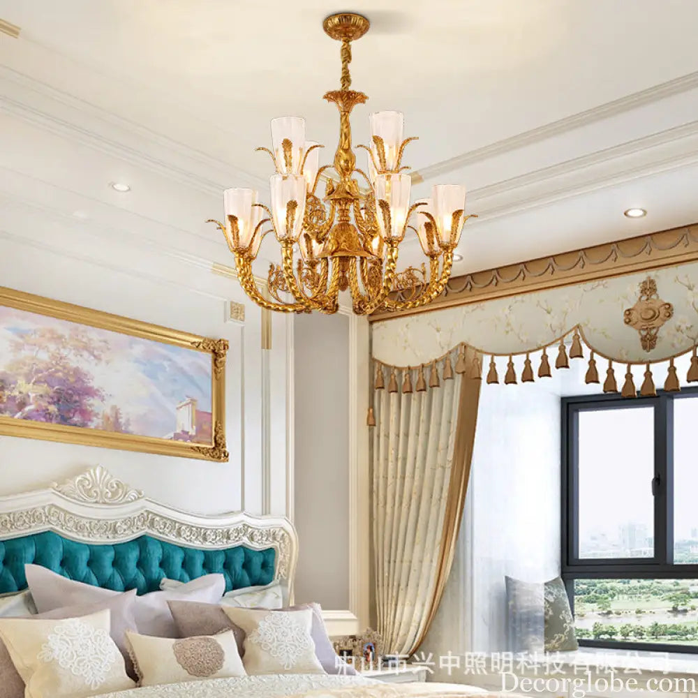 French style copper living room chandelier European style romantic cozy dining room lamp bedroom copper lamp home