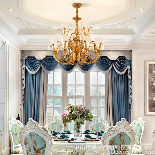 French style copper living room chandelier European style romantic cozy dining room lamp bedroom copper lamp home