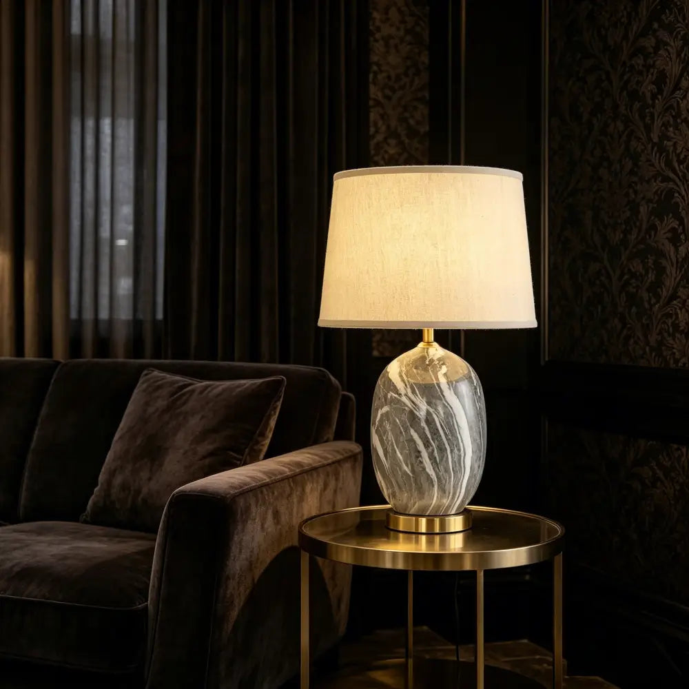 Modern Minimalist Ceramic Table Lamp for Living Room Bedroom Bedside Hotel Club Model Room Ambiance Decoration Lighting